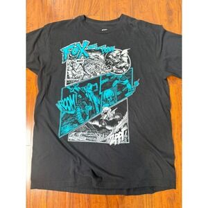 Y2K Fox Racing Off Racing Comic Strip Graphic T Shirt Mens Size L Black Blue